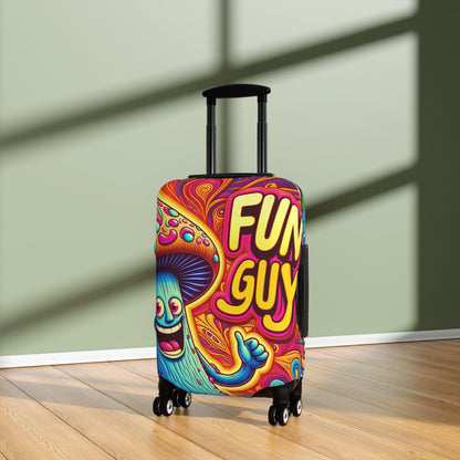 Trippy 'Fun Guy' Mushroom Suitcase Cover, Humorous Luggage Protector with Psychedelic Design - 21x14, 25x16, 28x20 - Shiitake Products