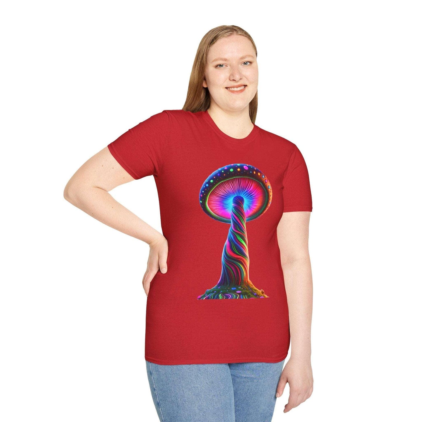 Psychedelic Rainbow Mushroom T-Shirt - Vibrant Trippy Art Tee for Festivals, Rave Wear, Unisex Psychedelic Clothing