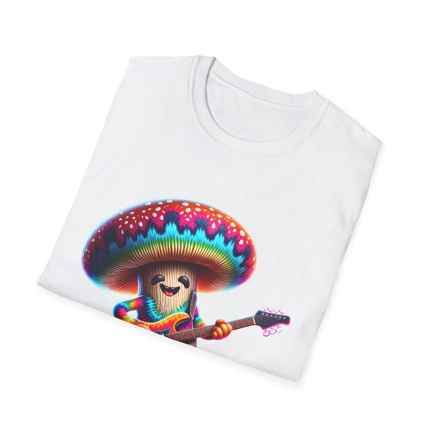 Psychedelic Guitarist Mushroom T-Shirt - Vibrant Music Festival & Concert Tee - Multiple Colors - Shiitake Products