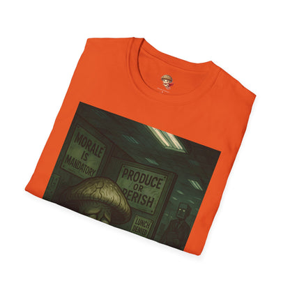 Produce or Perish – Dystopian Office Mushroom Shirt