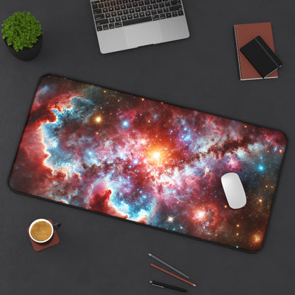 Cosmic Nebula Space Desk Mat - 31.5x15.5 Inch Neoprene Gaming and Office Mat