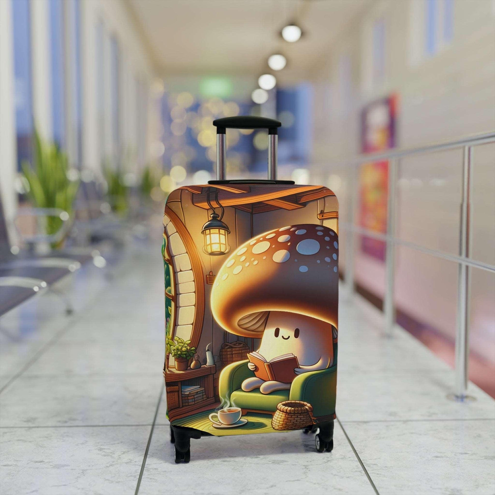 Charming Mushroom-Themed Suitcase Cover, Adorable Travel Accessory, Vibrant Luggage Protector