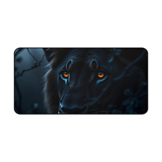 Majestic Nocturnal Lion Desk Mat - 31.5x15.5 Inch Neoprene Gaming and Office Mat