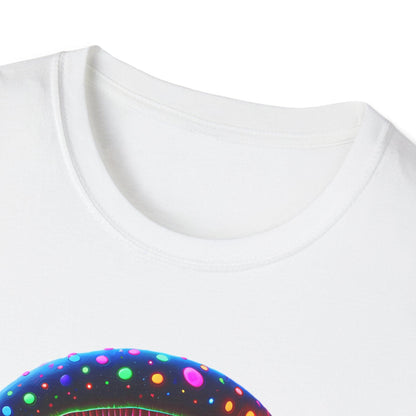 Psychedelic Rainbow Mushroom T-Shirt - Vibrant Trippy Art Tee for Festivals, Rave Wear, Unisex Psychedelic Clothing - Shiitake Products