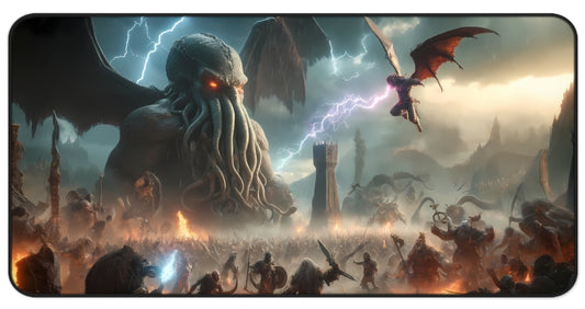 Monstrous Mythos: Cthulhu Siege Gaming Desk Mat (31.5x15.5 inches)