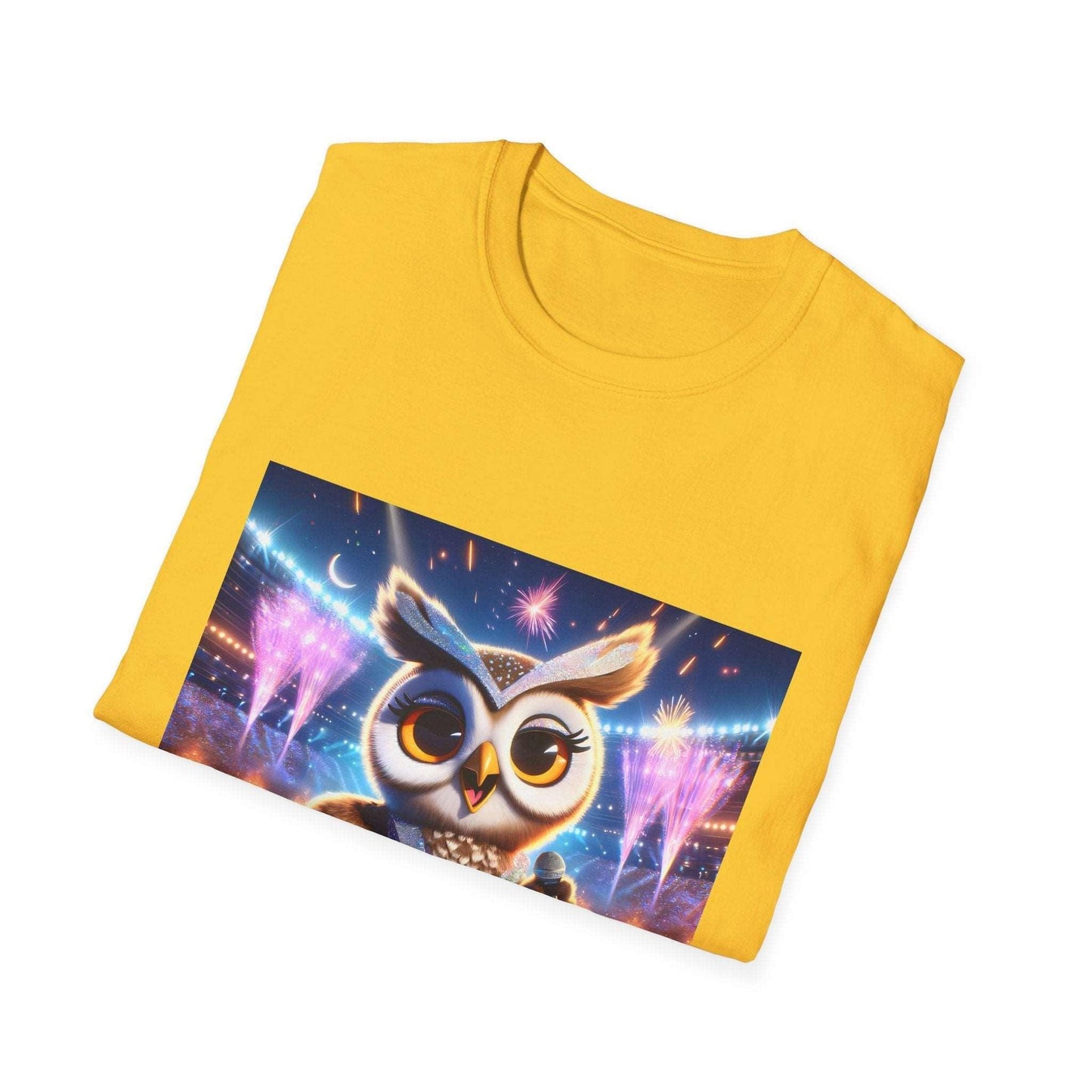 Super Star Owl - Owl singing on stage - Music concert tshirt