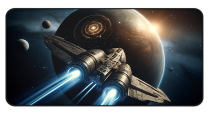 Galactic Gamer's Spaceship Desk Mat - 31.5"x15.5"