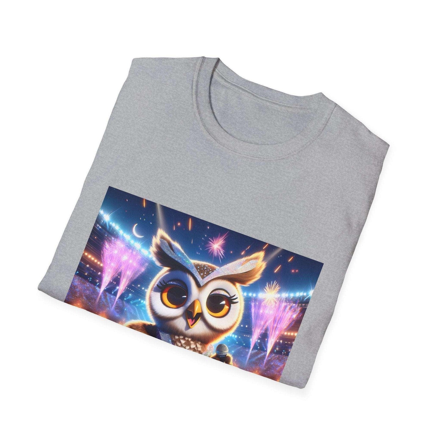 Super Star Owl - Owl singing on stage - Music concert tshirt