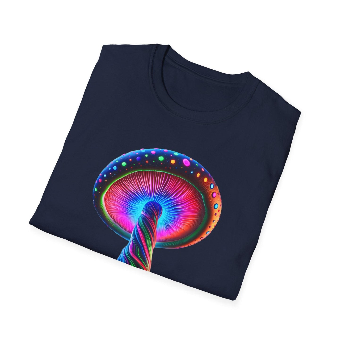 Psychedelic Rainbow Mushroom T-Shirt - Vibrant Trippy Art Tee for Festivals, Rave Wear, Unisex Psychedelic Clothing - Shiitake Products