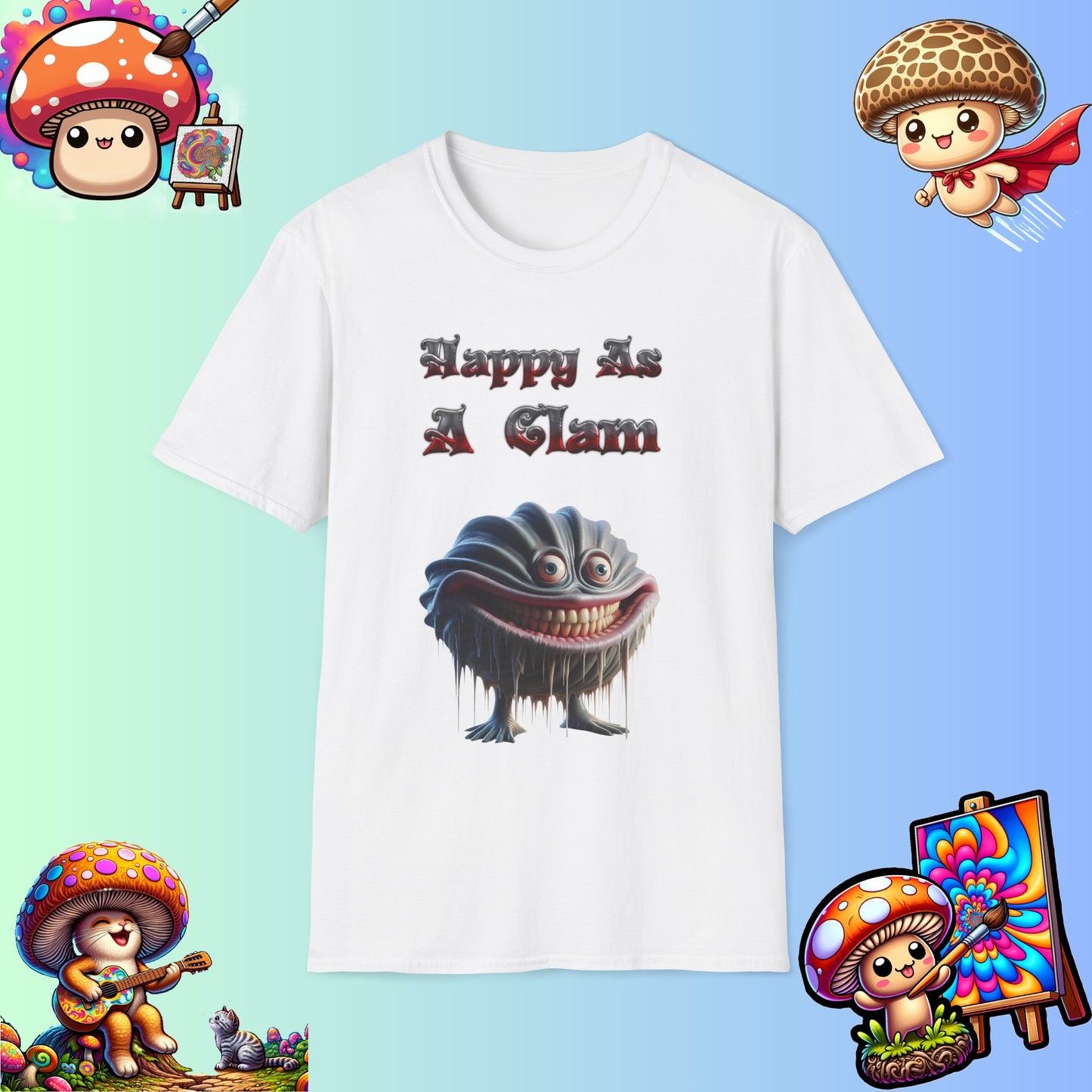 Grinning Clam Graphic Tee - Happy As A Clam