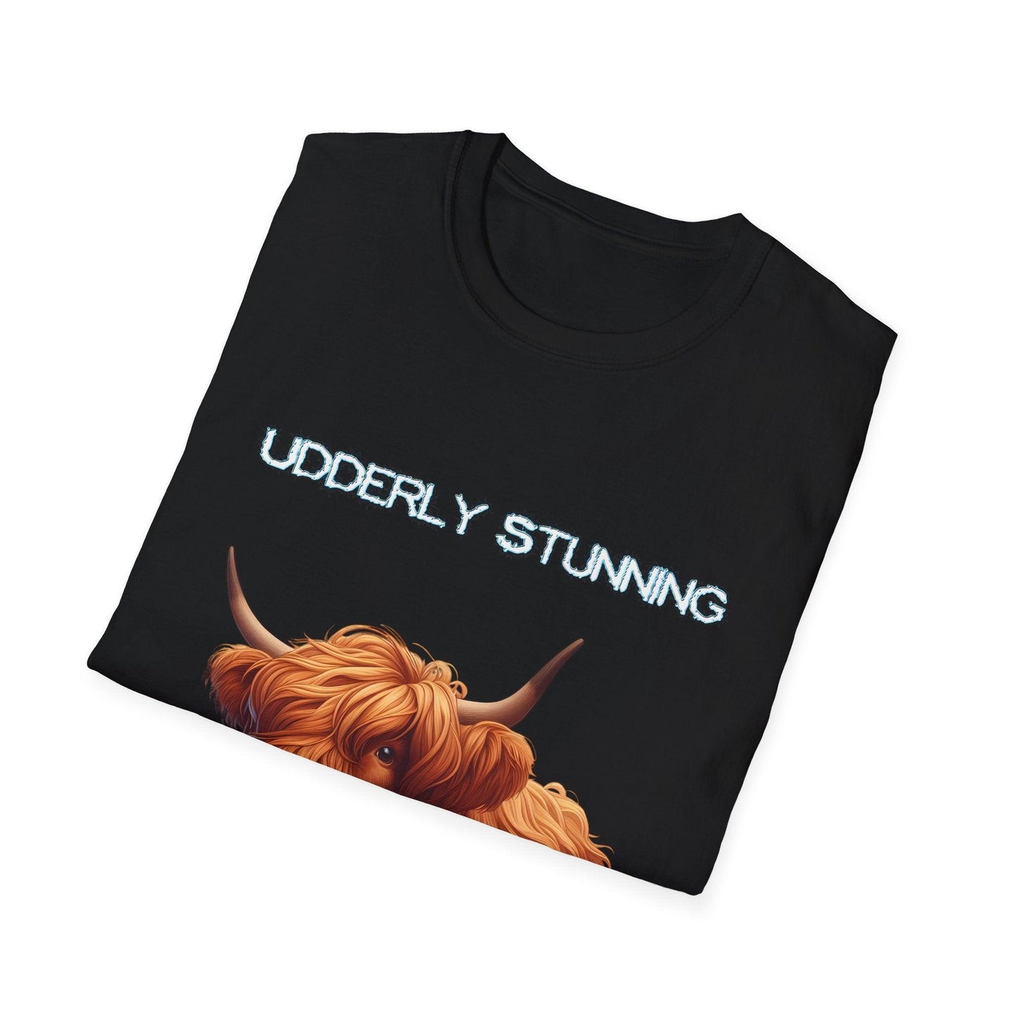 Udderly Stunning Highland Cow Tee - Shiitake Products