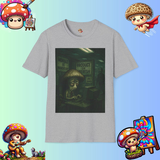 Produce or Perish – Dystopian Office Mushroom Shirt