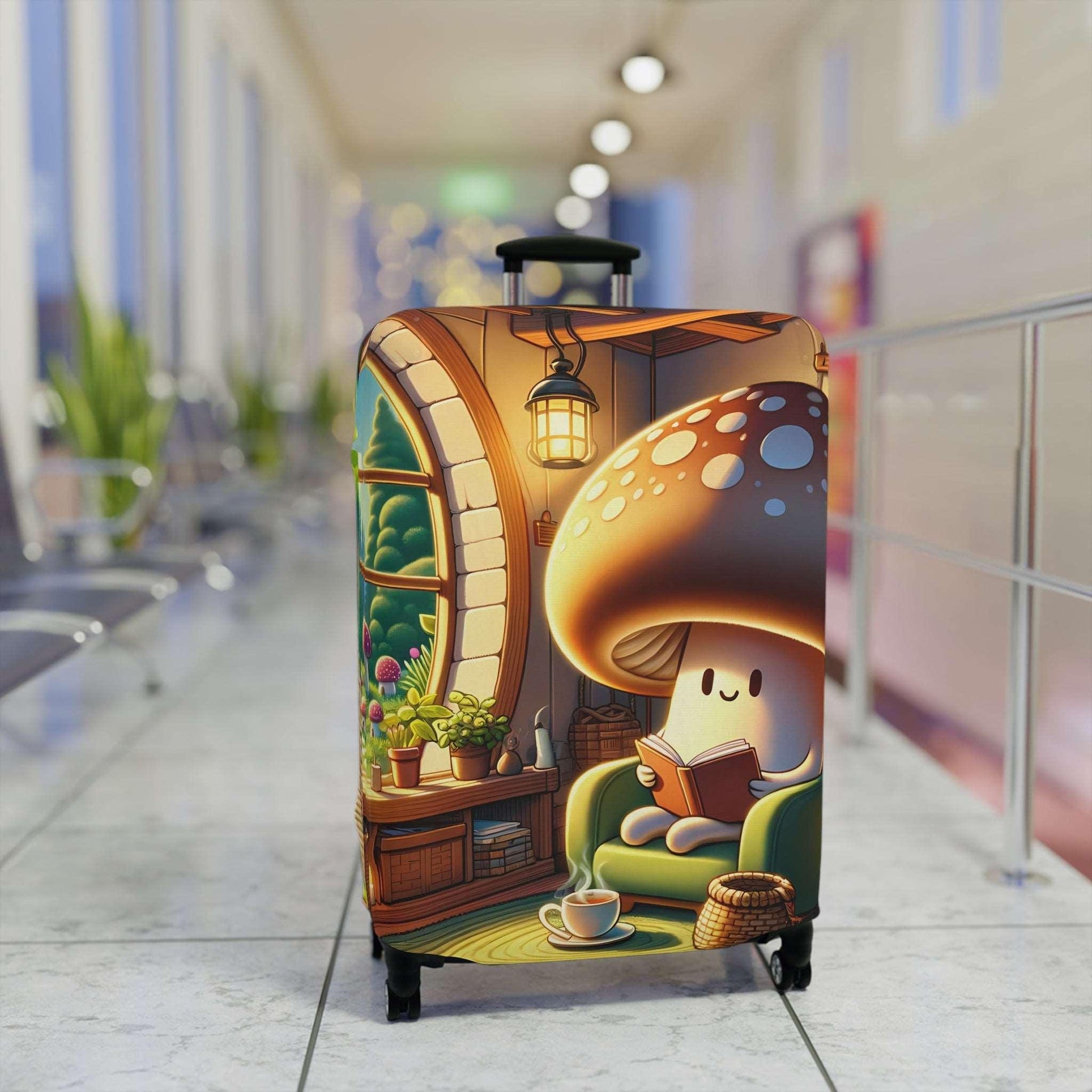 Charming Mushroom-Themed Suitcase Cover, Adorable Travel Accessory, Vibrant Luggage Protector