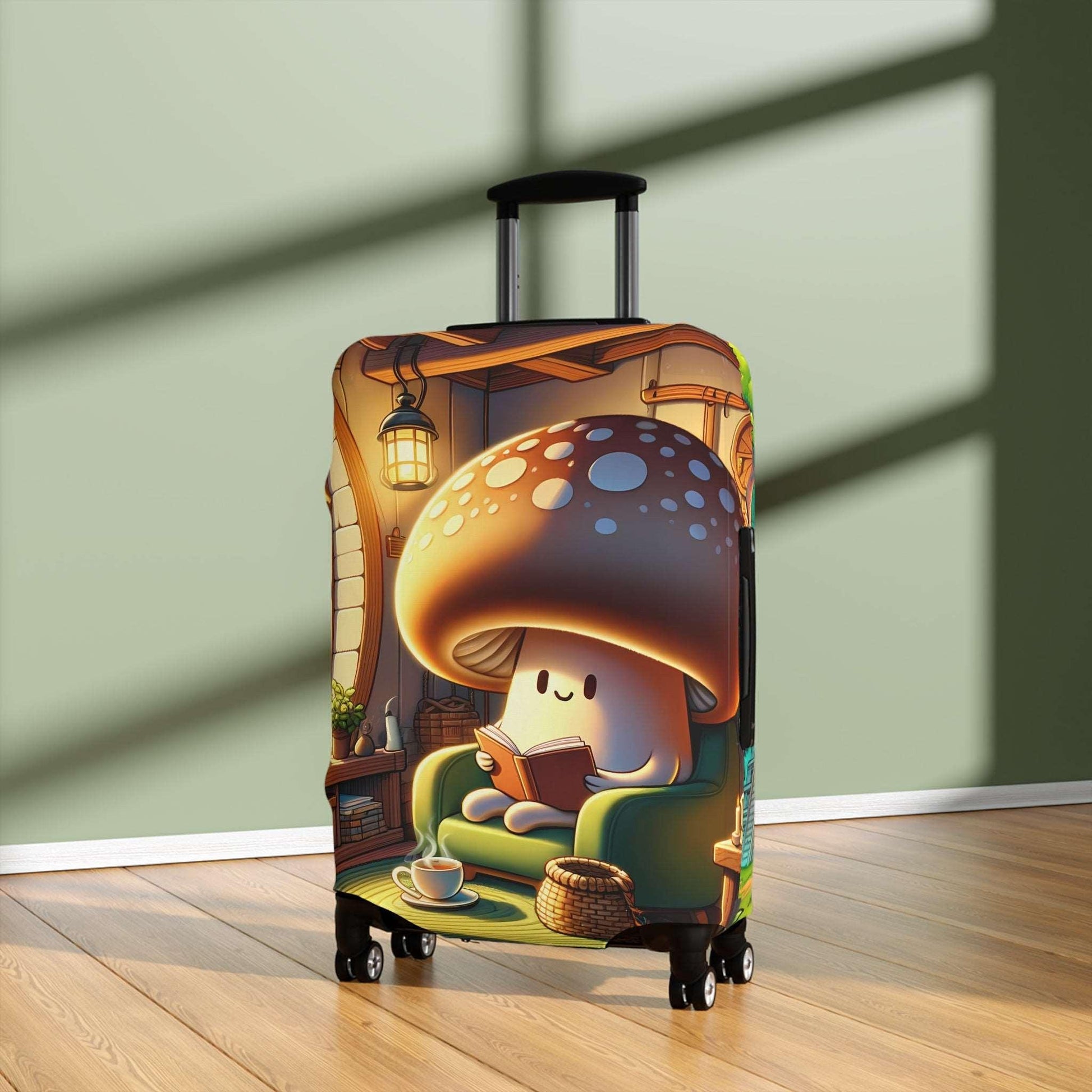 Charming Mushroom-Themed Suitcase Cover, Adorable Travel Accessory, Vibrant Luggage Protector