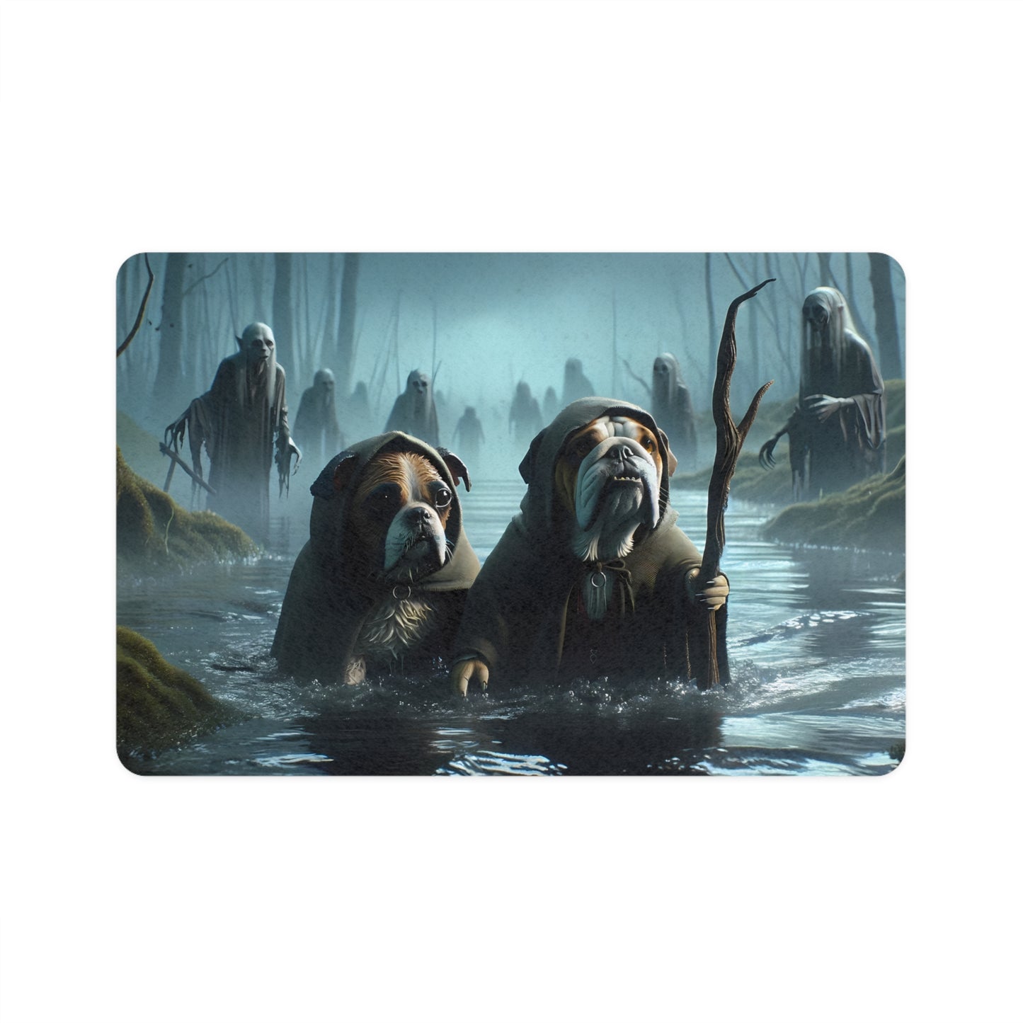 Mystical Marshes Bulldog Quest Pet Food Mat- 12x18