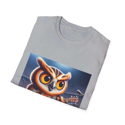 Owl playing the guitar - Show Stopper bird shirt - Meme Wear.