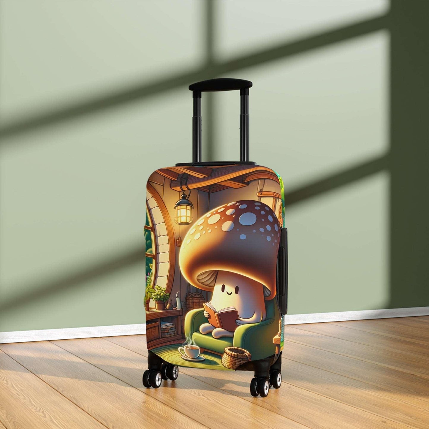 Charming Mushroom-Themed Suitcase Cover, Adorable Travel Accessory, Vibrant Luggage Protector