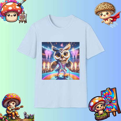 Super Star Owl - Owl singing on stage - Music concert tshirt