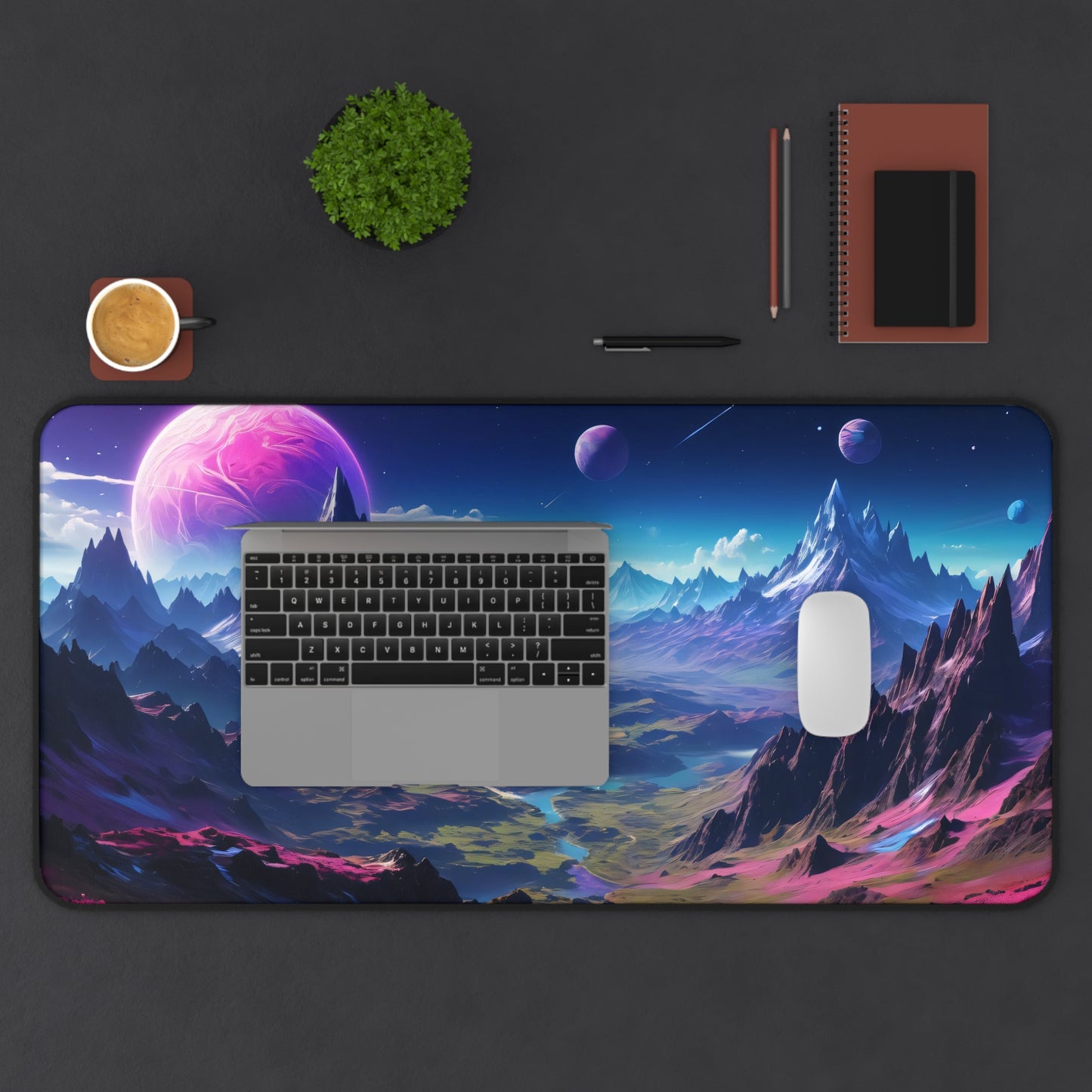 Celestial Peaks Gaming Desk Mat - 31.5x15.5 Inch Neoprene Gaming and Office Mat