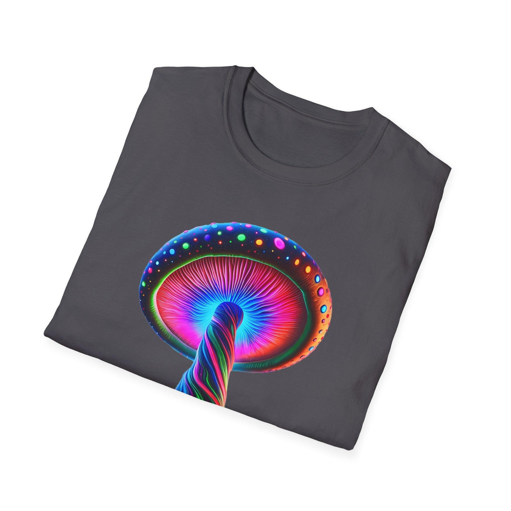 Psychedelic Rainbow Mushroom T-Shirt - Vibrant Trippy Art Tee for Festivals, Rave Wear, Unisex Psychedelic Clothing - Shiitake Products