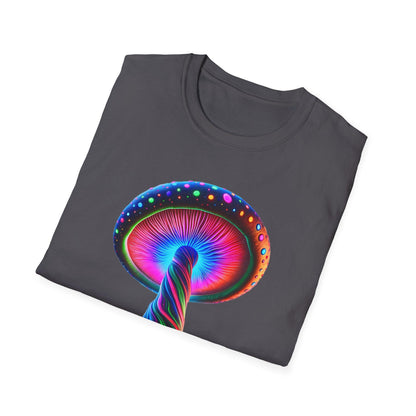 Psychedelic Rainbow Mushroom T-Shirt - Vibrant Trippy Art Tee for Festivals, Rave Wear, Unisex Psychedelic Clothing - Shiitake Products