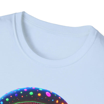 Psychedelic Rainbow Mushroom T-Shirt - Vibrant Trippy Art Tee for Festivals, Rave Wear, Unisex Psychedelic Clothing - Shiitake Products