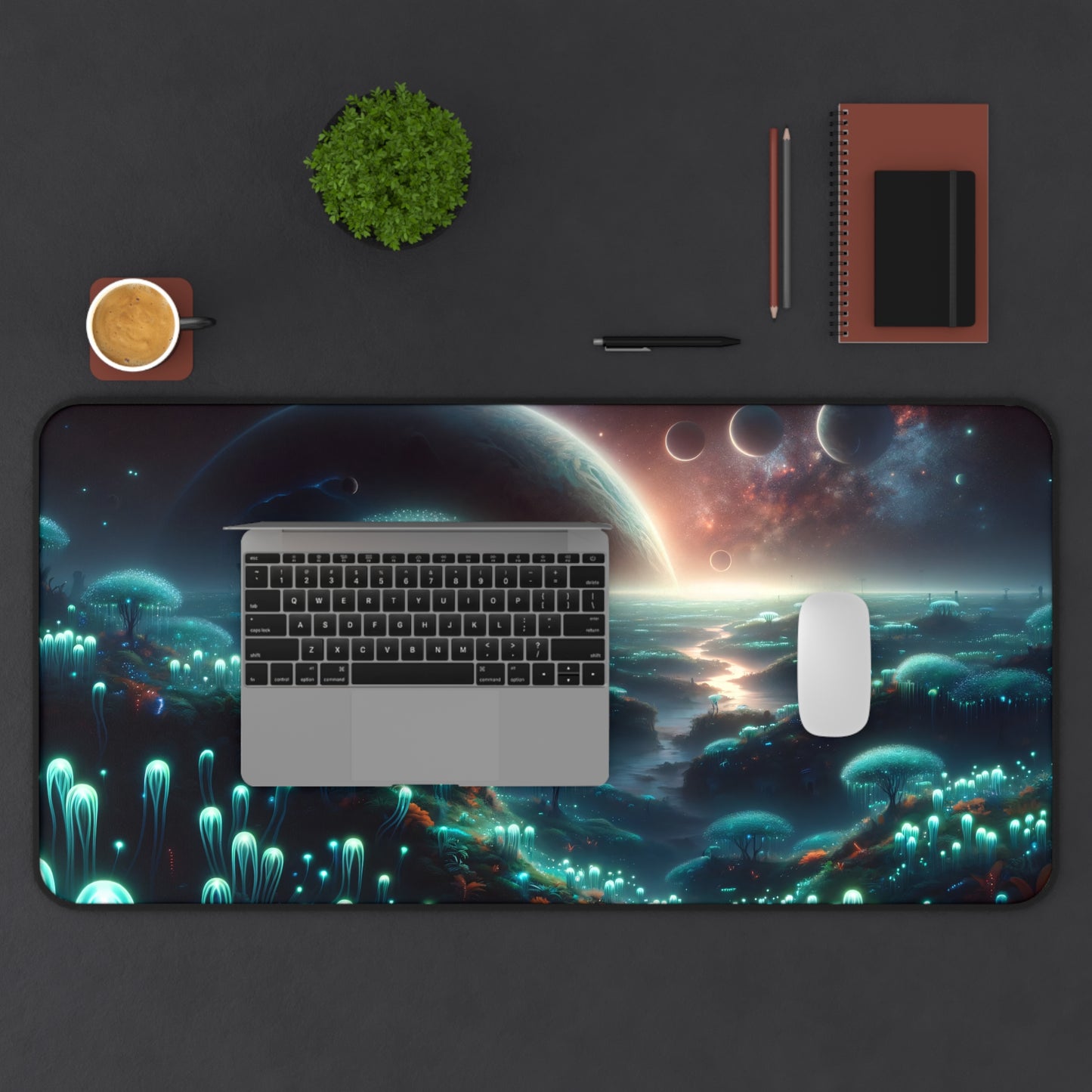 Bioluminescent Alien World Desk Mat - 31.5"x15.5"