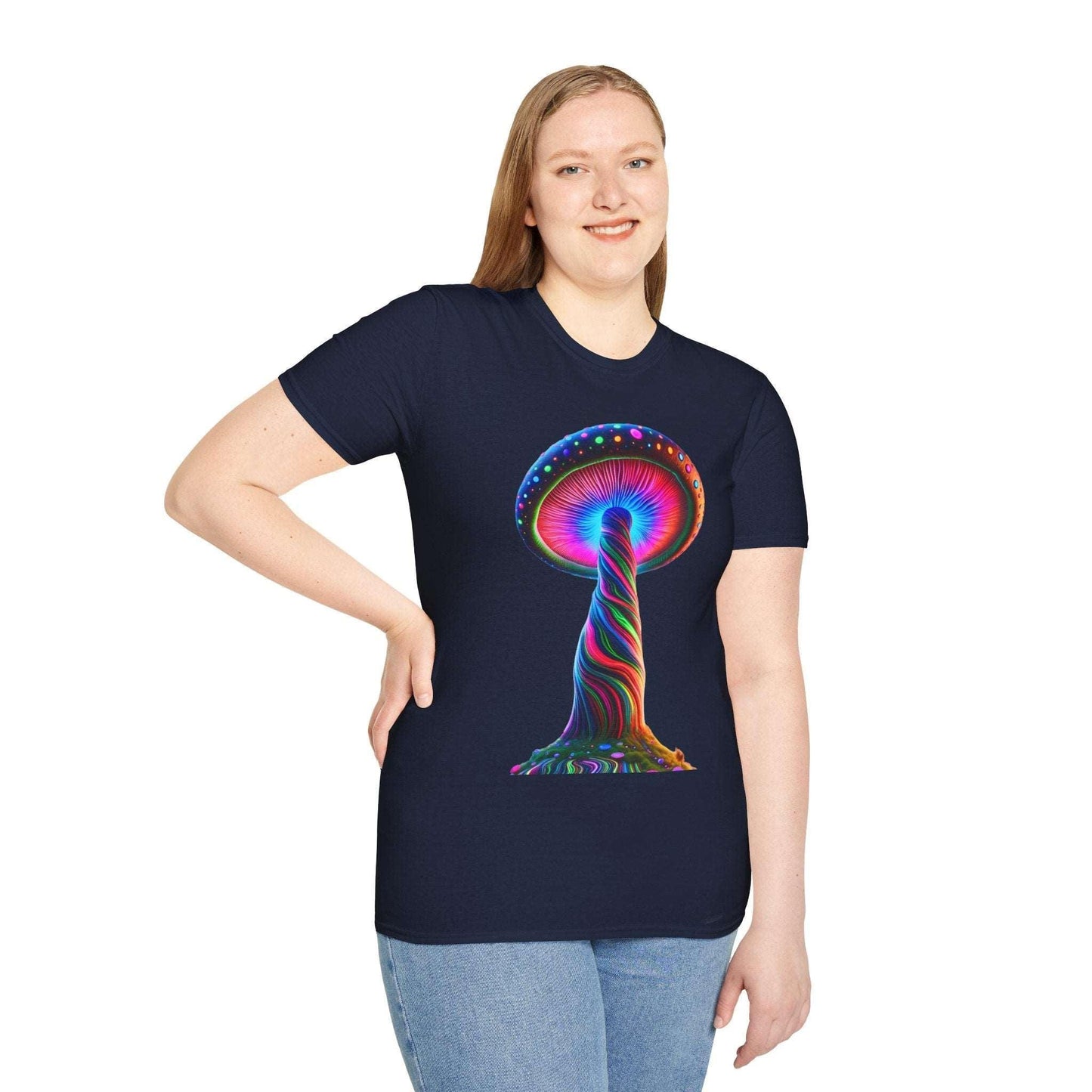 Psychedelic Rainbow Mushroom T-Shirt - Vibrant Trippy Art Tee for Festivals, Rave Wear, Unisex Psychedelic Clothing