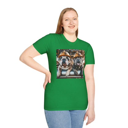 Construction Crew Bulldog T-Shirt - Comical Hardhat Pups Tee, Unique Gift for Dog Lovers