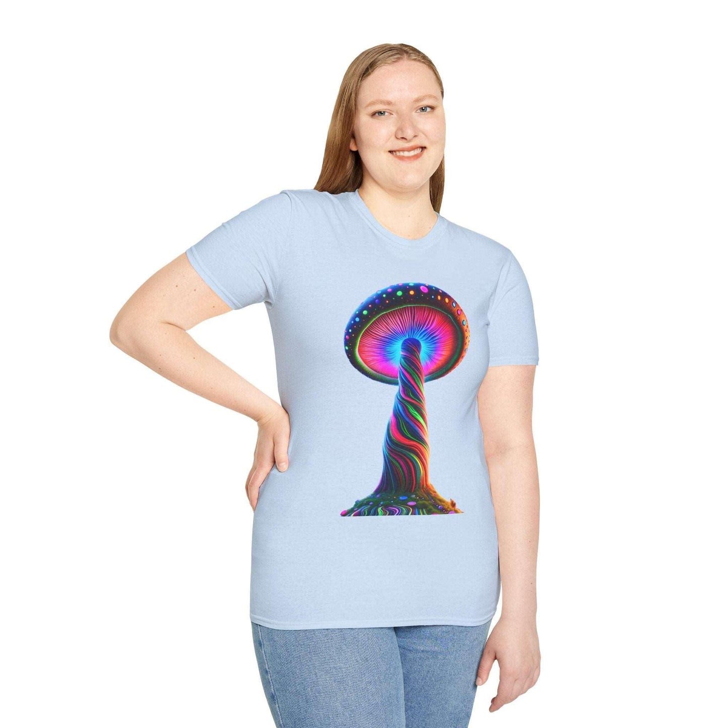 Psychedelic Rainbow Mushroom T-Shirt - Vibrant Trippy Art Tee for Festivals, Rave Wear, Unisex Psychedelic Clothing