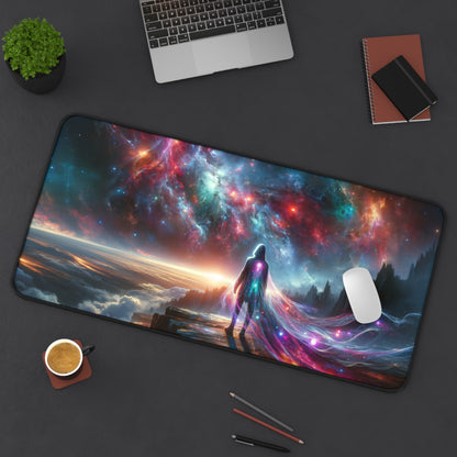 Interstellar Traveler: Cosmic Cliffside Vision Gaming Desk Mat - 31.5"x15.5