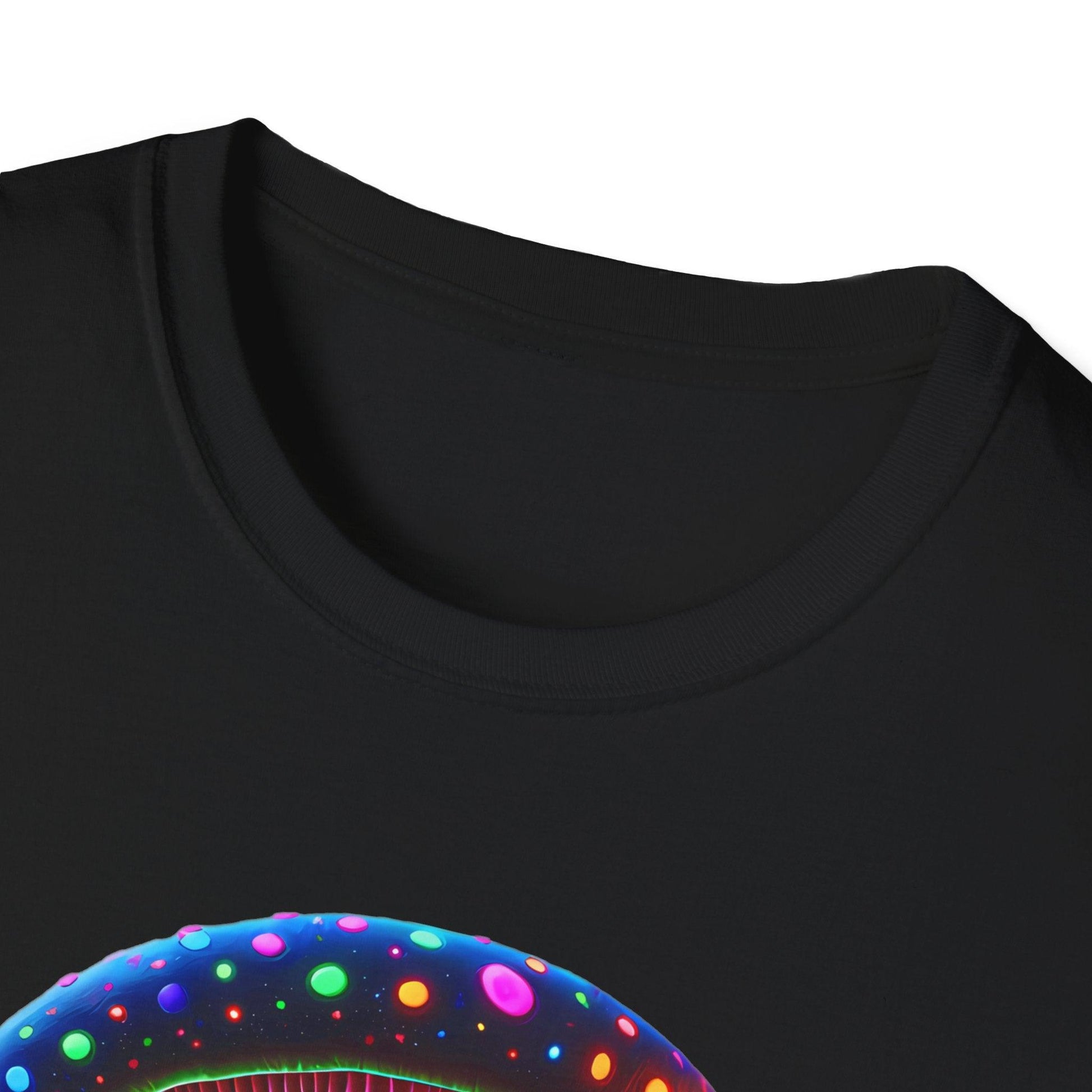 Psychedelic Rainbow Mushroom T-Shirt - Vibrant Trippy Art Tee for Festivals, Rave Wear, Unisex Psychedelic Clothing - Shiitake Products