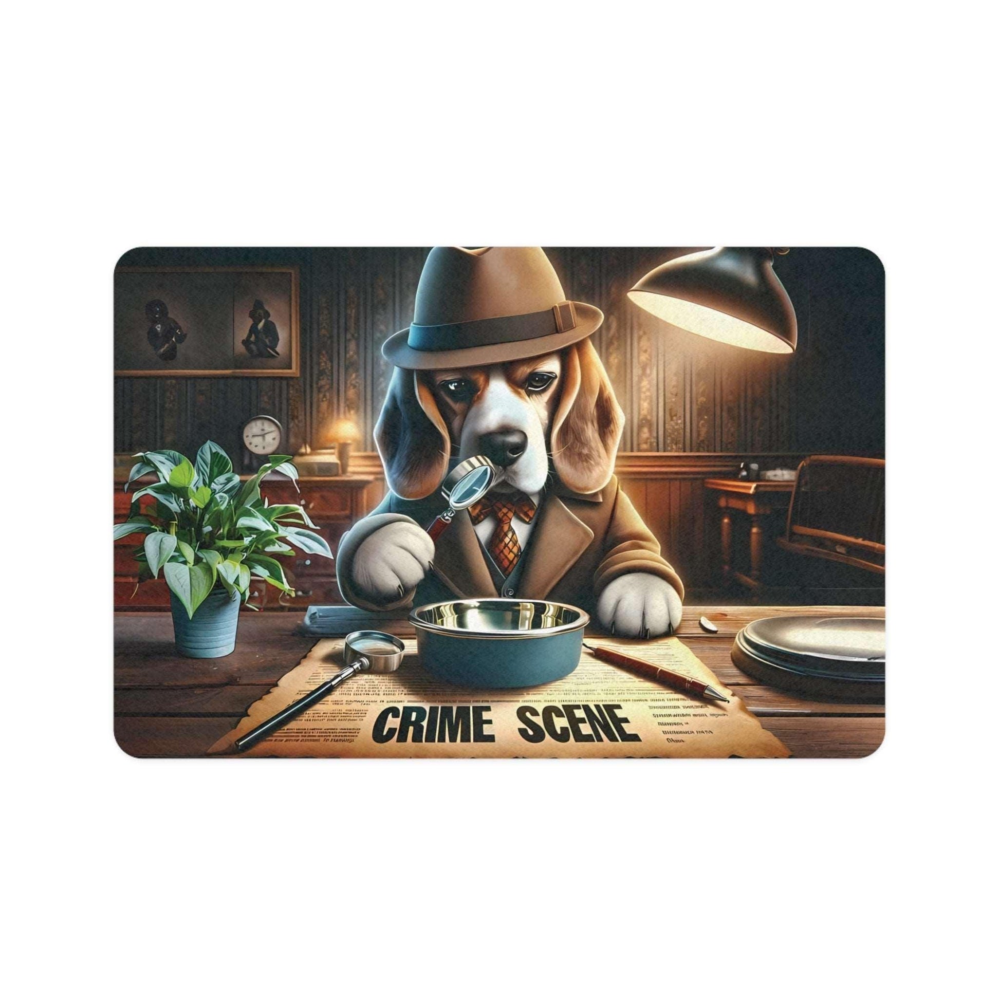 Detective Pooch's Dinner Mystery" Pet Food Mat (12x18)