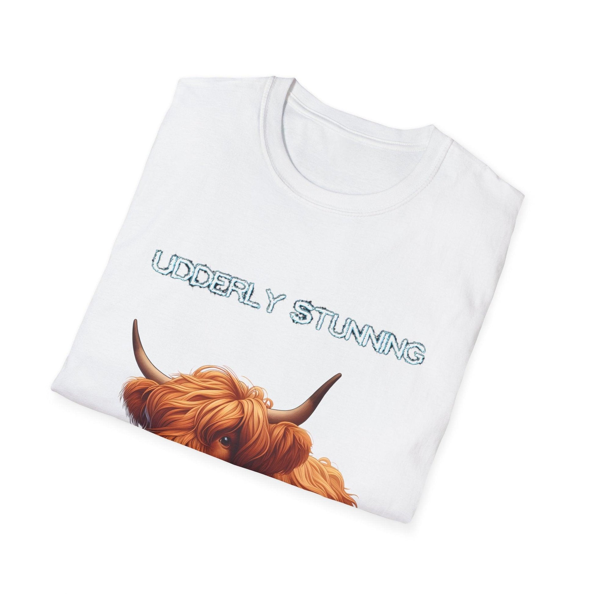 Udderly Stunning Highland Cow Tee - Shiitake Products