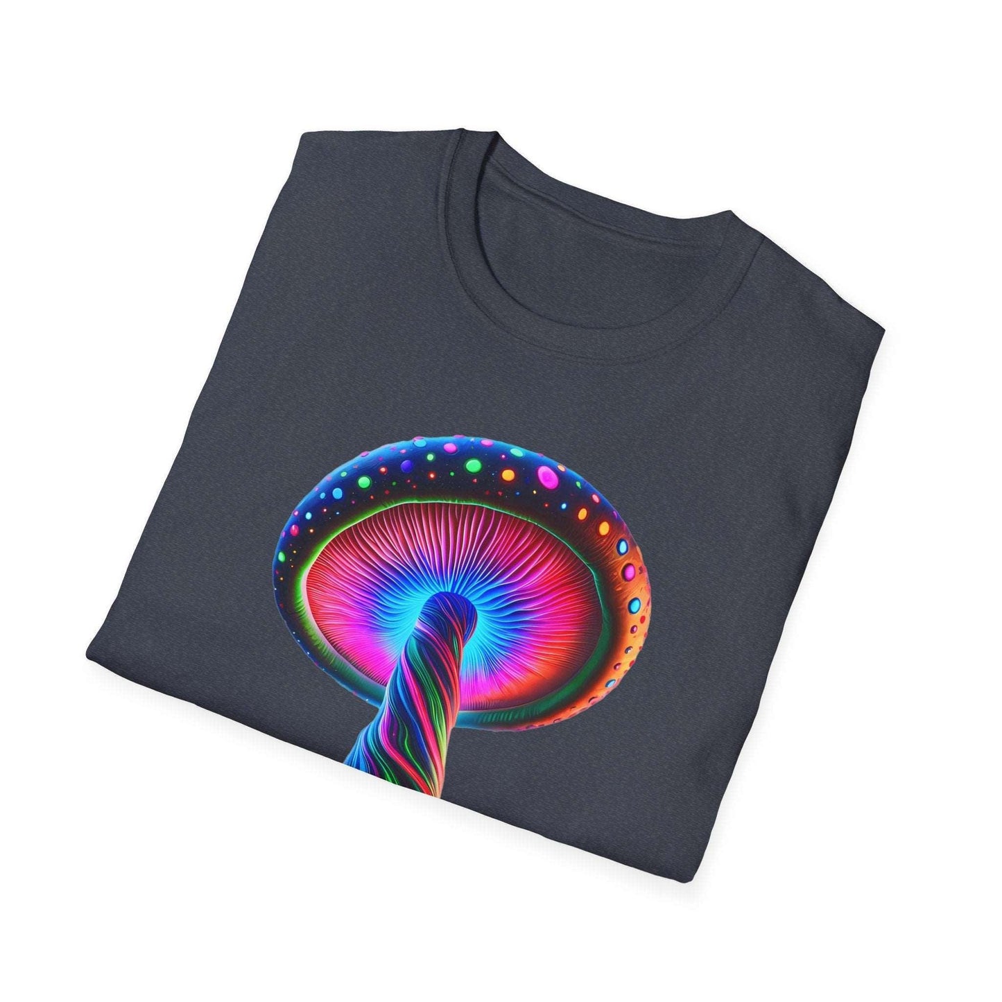 Psychedelic Rainbow Mushroom T-Shirt - Vibrant Trippy Art Tee for Festivals, Rave Wear, Unisex Psychedelic Clothing