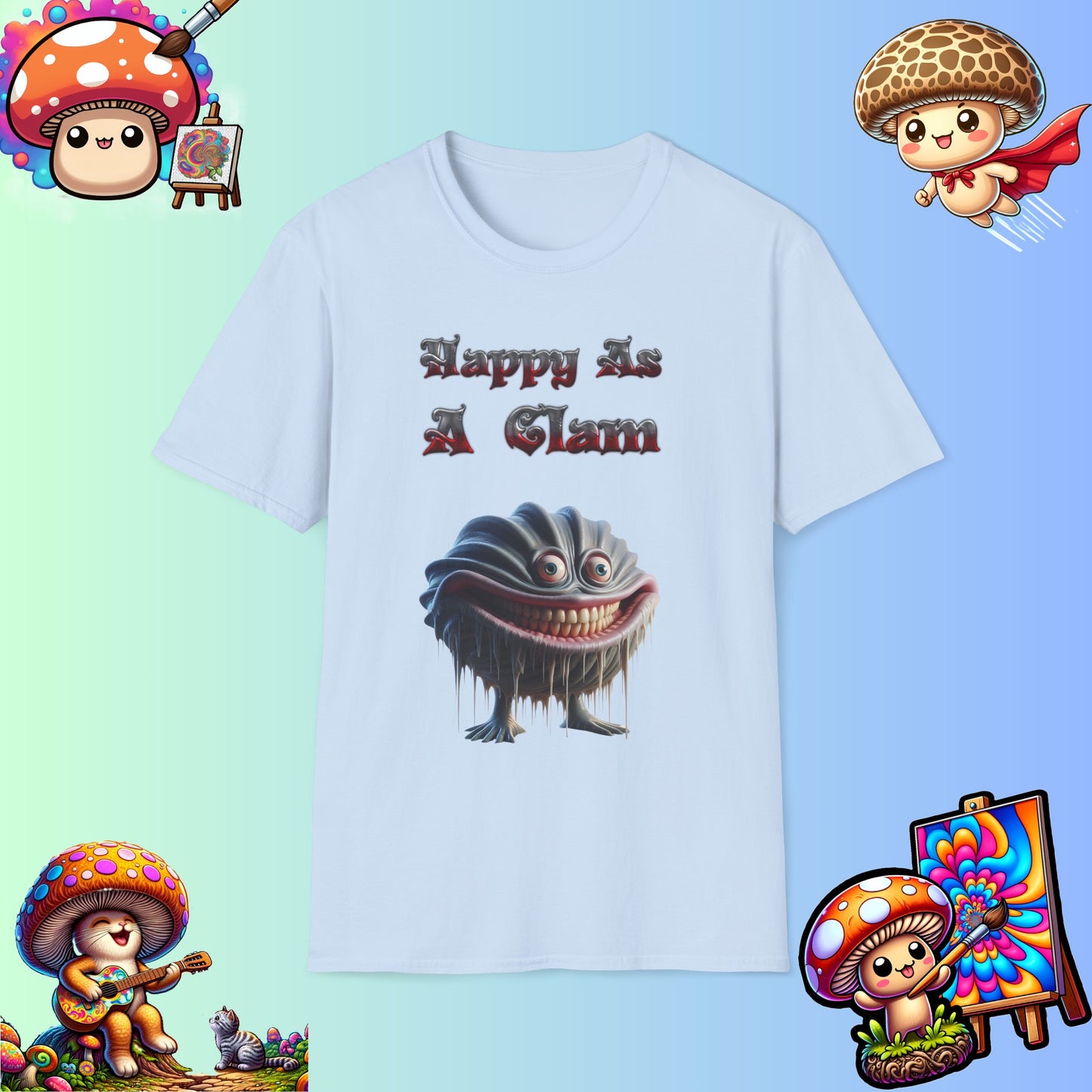 Grinning Clam Graphic Tee - Happy As A Clam