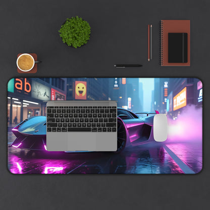 Desk Mat - Futuristic Cyberpunk Sports Car Design