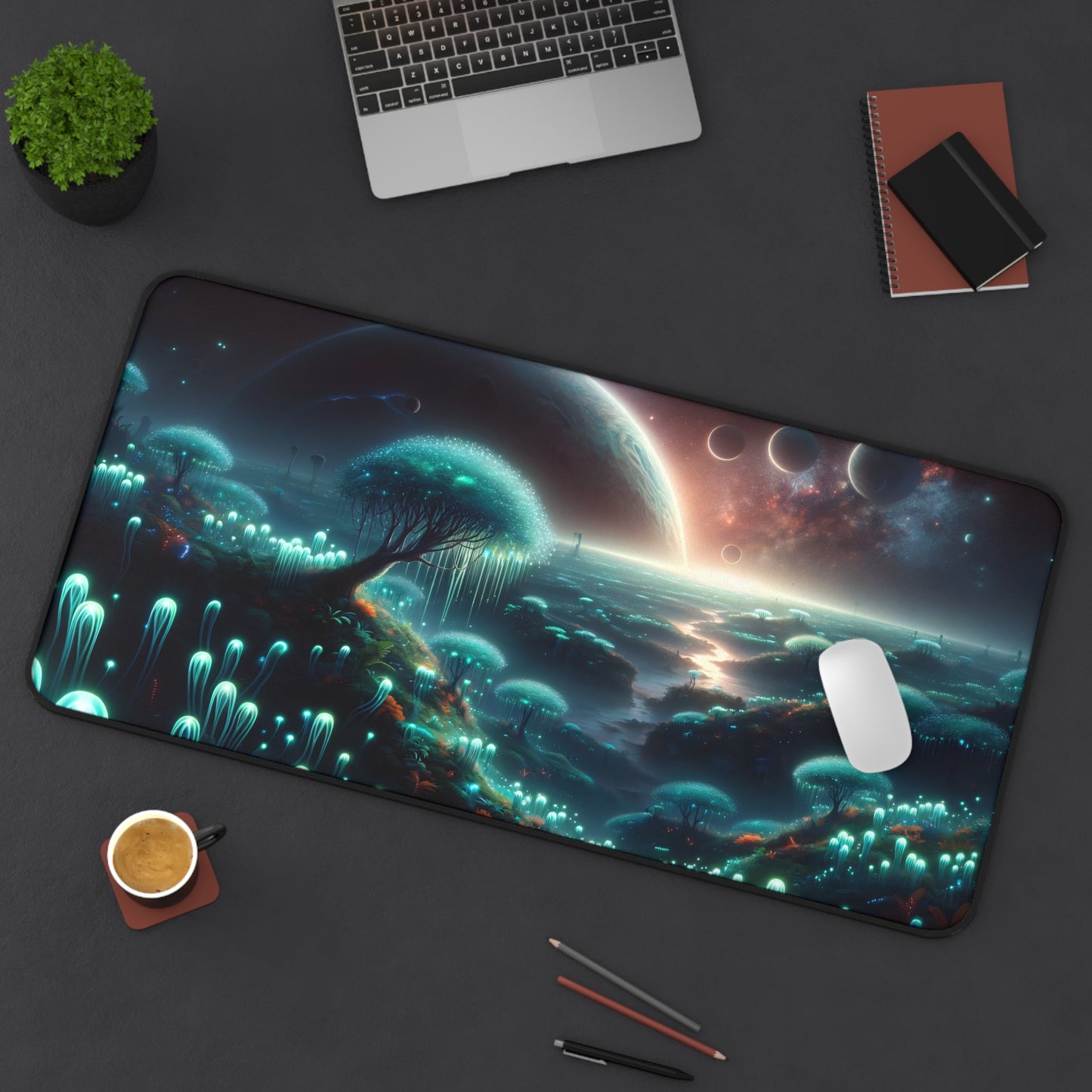 Bioluminescent Alien World Desk Mat - 31.5"x15.5"