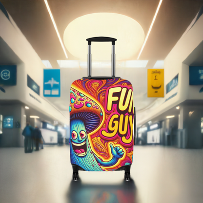 Trippy 'Fun Guy' Mushroom Suitcase Cover, Humorous Luggage Protector with Psychedelic Design - 21x14, 25x16, 28x20