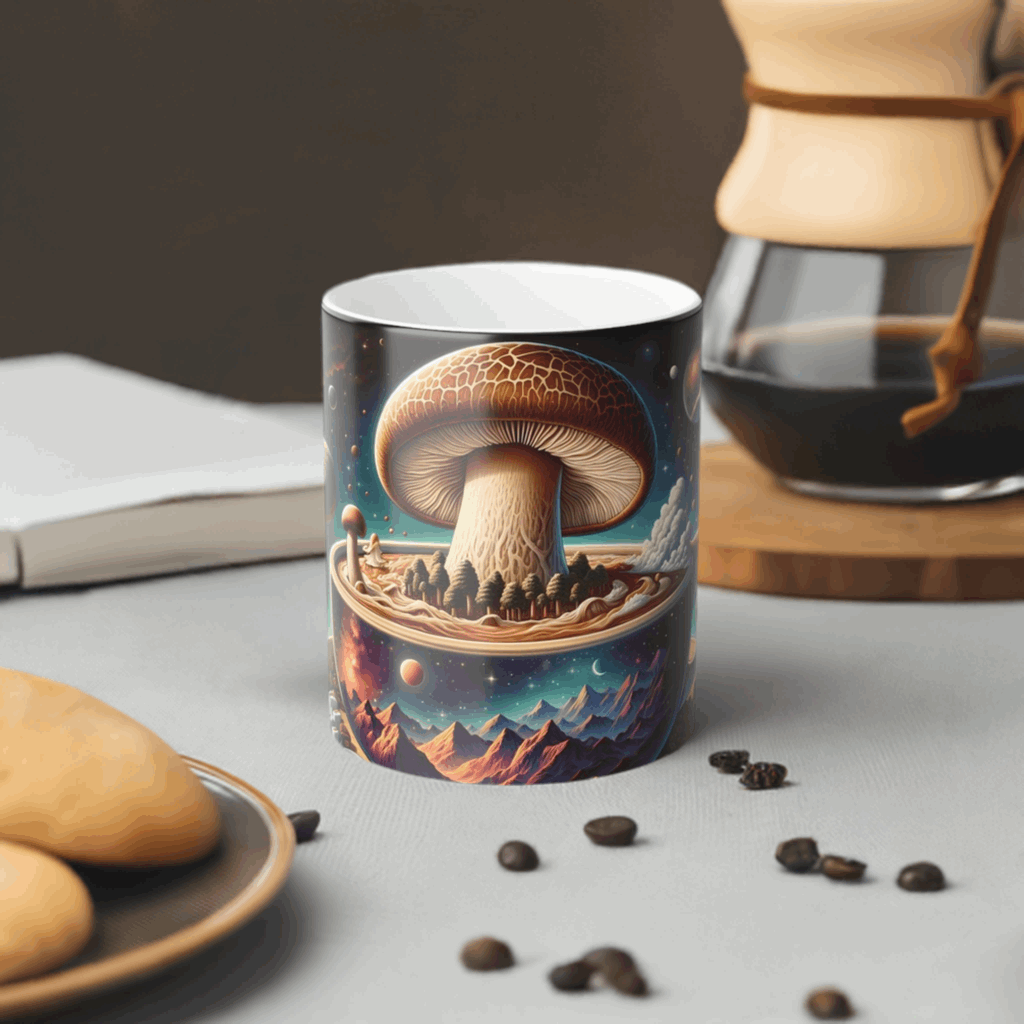 COLOR MORPHING MUG - Cosmic Brew abstract mushroom cup - 11oz